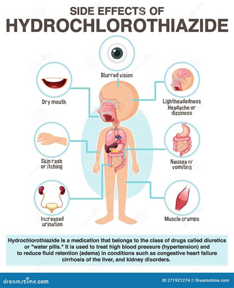 Human Anatomy Diagram Cartoon Style of Hydrochlorothiazide Side Effects ...