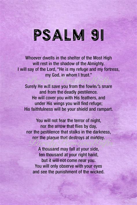 Psalm 91 Printable Psalm 91 Kjv Bible Verse Wall Art Purple Etsy | Porn ...