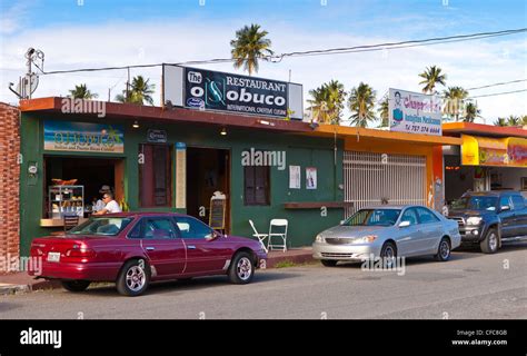 LUQUILLO, PUERTO RICO - Kiosk restaurants with typical fried snack ...