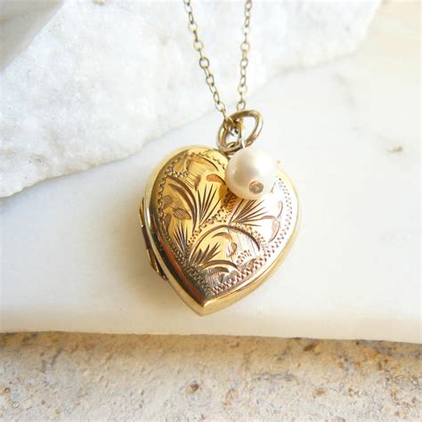 Gold Vintage Heart Locket Necklace By Lime Tree Design ...