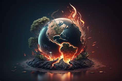 Premium Photo | Planet earth on fire Earth destruction concept Earth's ...