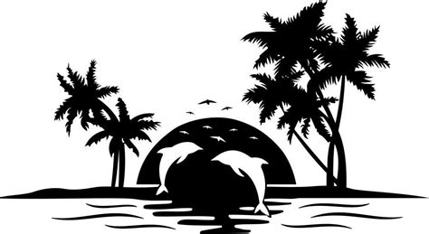 Beach Silhouette Vector at Vectorified.com | Collection of Beach ...