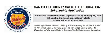 San Diego County Salute to Education Scholarship Application submitted ...