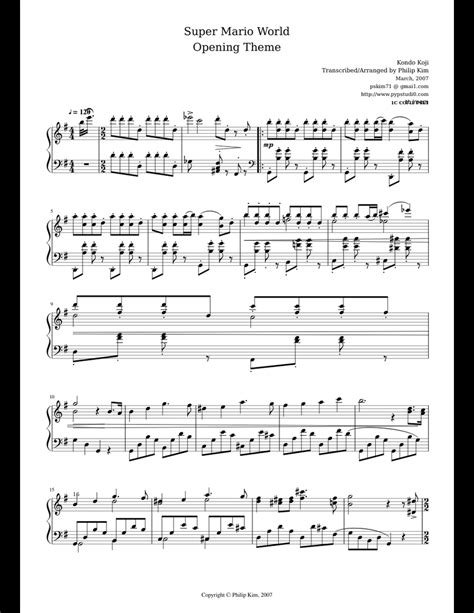 Super Mario World Theme sheet music for Piano download free in PDF or MIDI