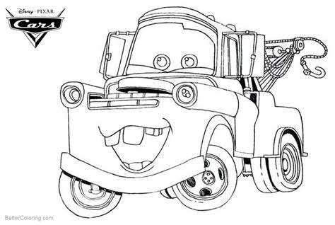 Cars Pixar Coloring Pages Tow Mater - Free Printable Coloring Pages