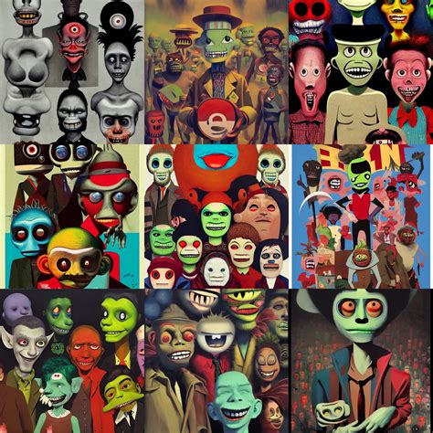 a group of people with different colored faces, a | Stable Diffusion ...