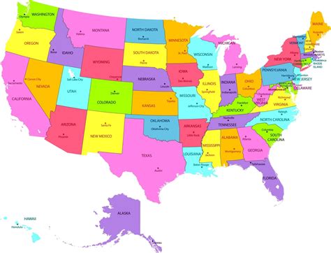 Map of United States of America (USA) | USA Flag facts | Blank, Outline ...