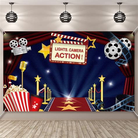 Buy Movie Theme Party Decorations Supplies, Large Fabric Backdrop for ...