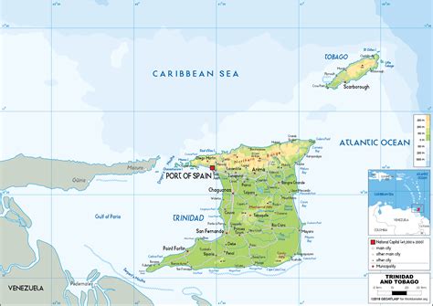 Trinidad and Tobago Map (Physical) - Worldometer