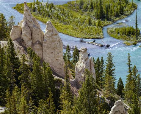 Hoodoo Rock Formations - Banff National Park - Canada Stock Image ...