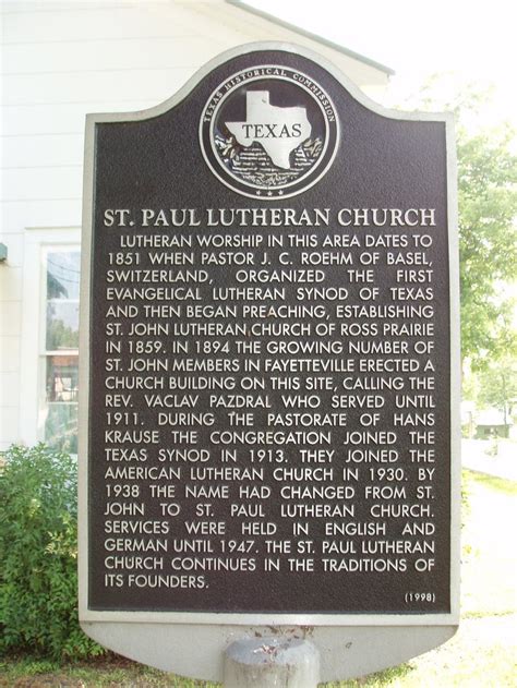 St. Paul Lutheran Church - TEXAS HISTORICAL MARKERS