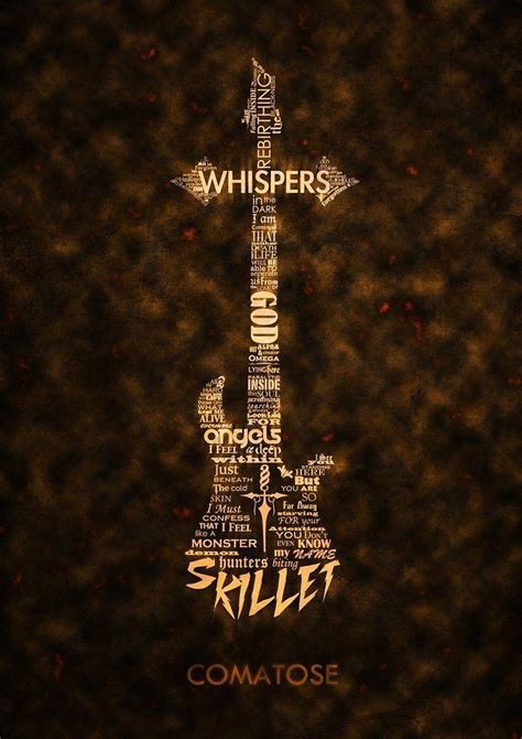 Skillet lyrics in the shape of a guitar that fades into a cross from ...