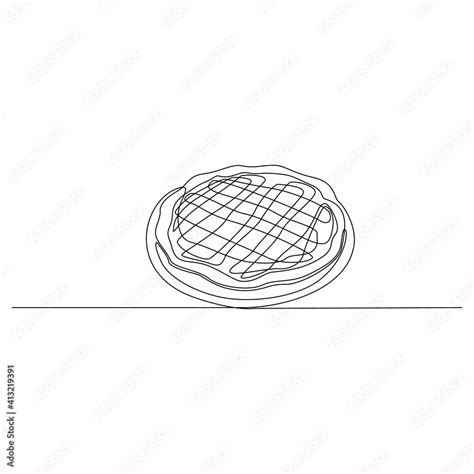 Continuous line drawing of dish apple pie serving dessert vector ...