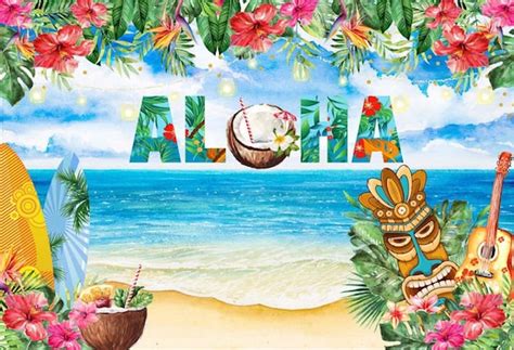 Summer Hawaii Aloha Luau Tropical Beach Tiki Floral Birthday | Etsy