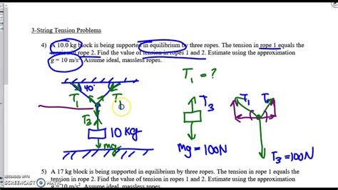 How To Calculate Tension / Solving For Force of Tension - Mass, Pulley ...