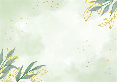 Greenery Watercolor Plant Background Green And Gold Leaves Decoration ...