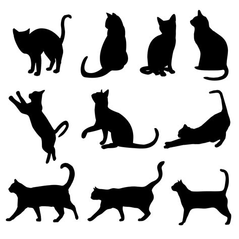 Cat Silhouette SVG Clipart Black And White Bundle Vector | lupon.gov.ph