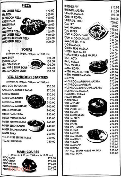 Menu of Swagat Veg Restaurant, Bandra Kurla Complex, Mumbai | Dineout ...