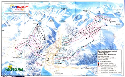 Livigno ski map, Italy, Europe