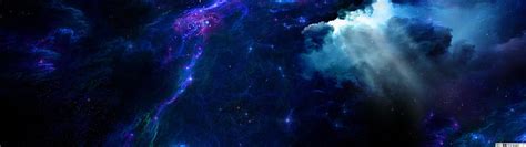 Rays Shining Through Blue Space Nebula, 5120x1440 Space HD wallpaper ...