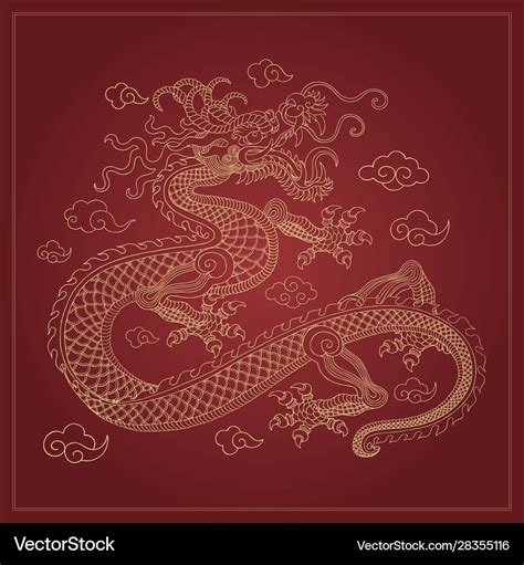 Ancient chinese dragon art design Royalty Free Vector Image