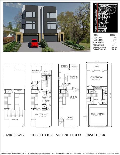 Townhouse Plan E2214 | Town house floor plan, Townhouse designs, Modern ...