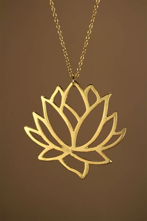 Lotus Necklace Gold Lotus Flower Necklace Blooming Flower - Etsy