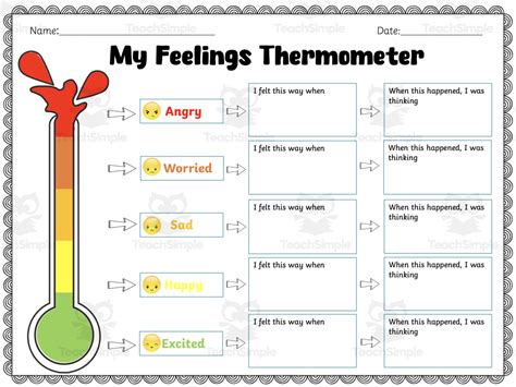 Feelings Thermometer Worksheet by Teach Simple