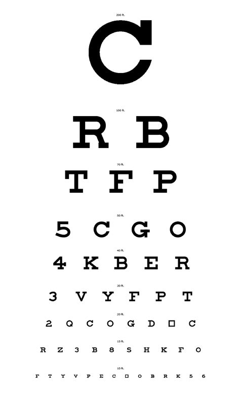 Eye Test Chart Printable A4