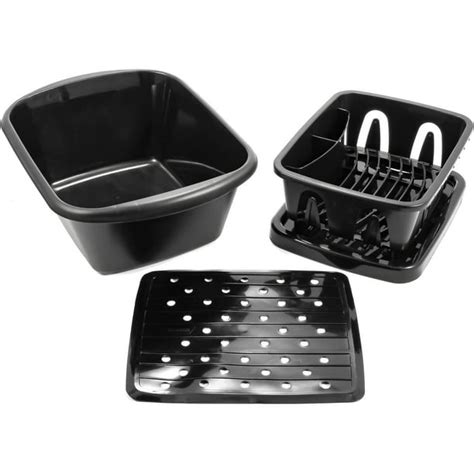 SINK KIT W/DISH DRAINER, DISH PAN & SINK MAT, BLACK - Walmart.com ...