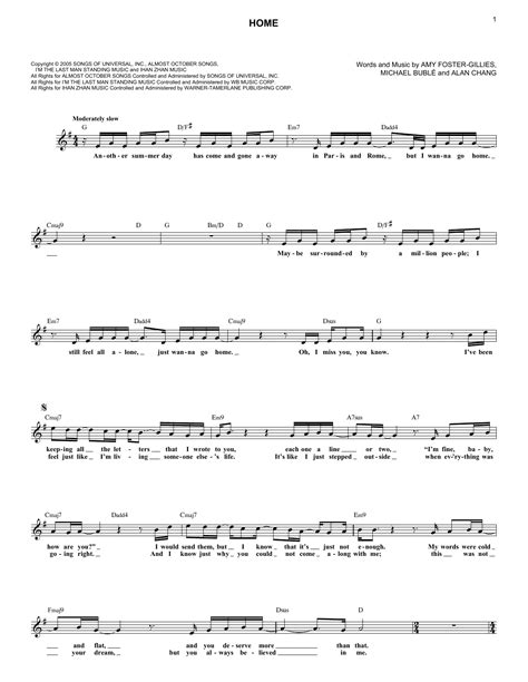 Michael Buble "Home" Sheet Music Notes | Download Printable PDF Score 54418