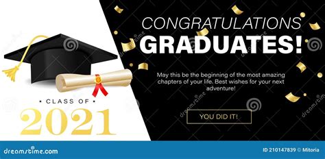 Congratulations Graduates Banner Concept. Class of 2021 Stock Vector ...