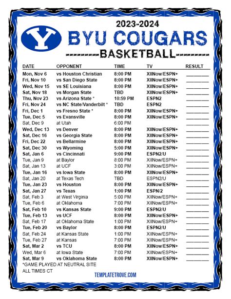 Byu Basketball Game Schedule - Lira Valina