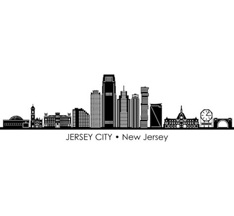 JERSEY City New Jersey USA SKYLINE Outline Silhouette Vector - Etsy