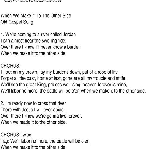 When We Make It To The Other Side - Christian Gospel Song Lyrics and Chords