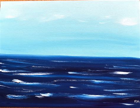 Blue sea acrylic painting blue artwork water painting | Etsy