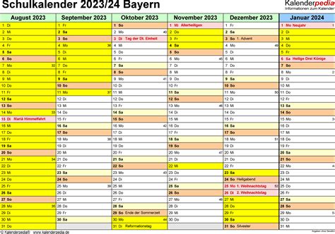 Schuljahreskalender 2024 23 Bayern - Fayth Jennica