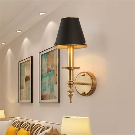 American Copper LED Wall Lights Simple Black Bedroom Restaurant ...