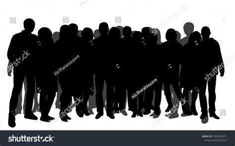 Vector Isolated Silhouette Crowd People On Stock Vector (Royalty Free ...