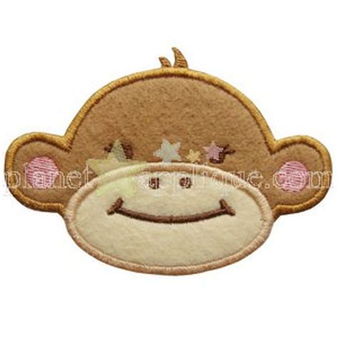 Monkey Face Applique Embroidery Machine Design