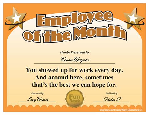 Funny Employee Awards | Humorous Award Certificates for Employees ...