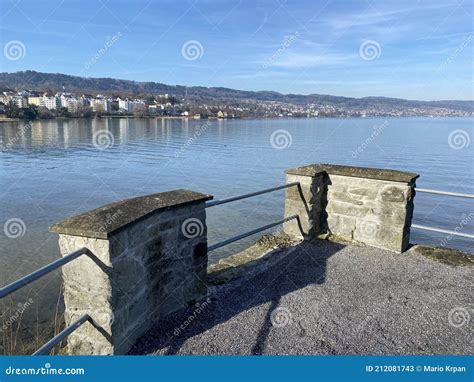 Lake Zurich Zuerichsee Oder Zürichsee and a Coastal Landscape with ...