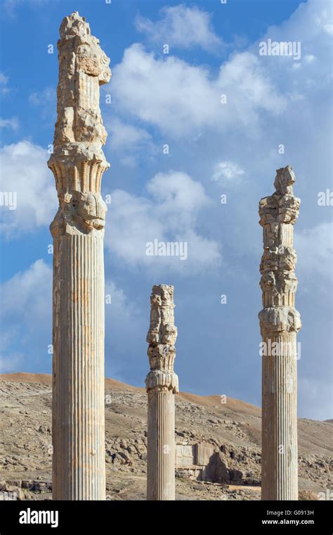 Ancient columns in Persepolis city, Iran Stock Photo - Alamy