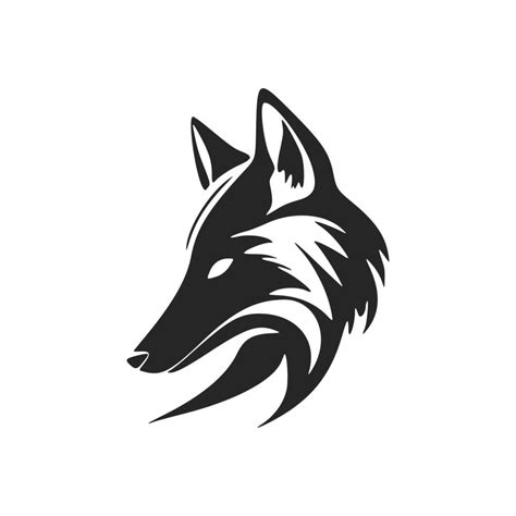 Clean and modern black and white fox vector logo. 17589387 Vector Art ...