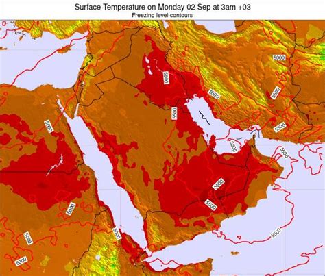 Saudi Arabia Surface Temperature on Tuesday 29 Oct at 9am +03