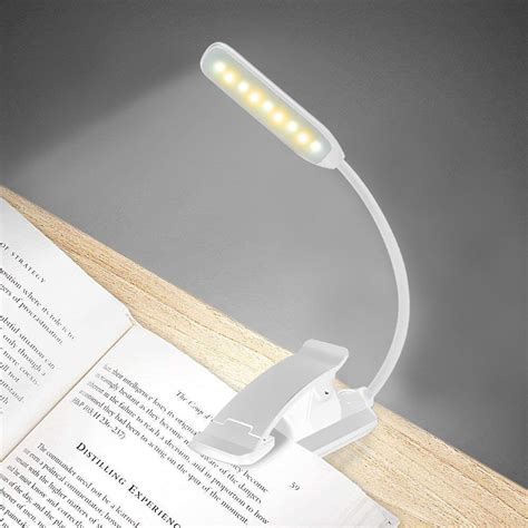 Rechargeable Book Light 9 LED Clip-on Reading Light 3 Color Temperature ...