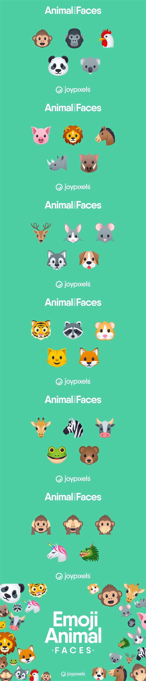 Emoji Animal Faces by JoyPixelsВ® List Of Animals, Tiger Face, Animal ...