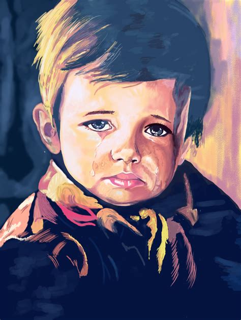 The Crying Boy: Digital Painting on Behance