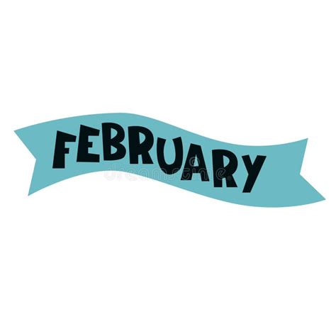 February. Monthly Logo. Hand-lettered Header in Form of Curved Ribbon ...