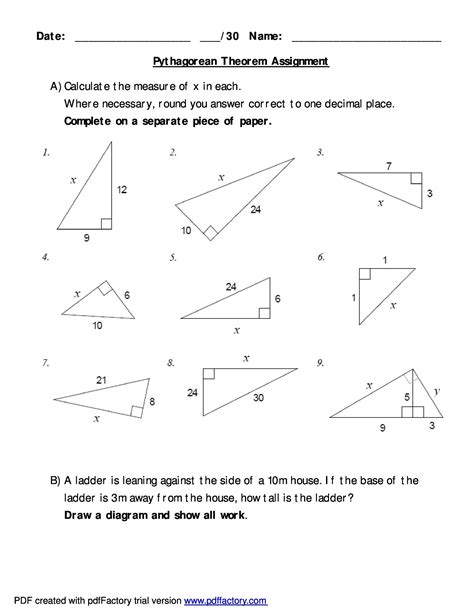 48 Pythagorean Theorem Worksheet with Answers [Word + PDF]